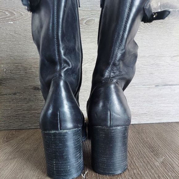 Steve Madden Got You Vintage Black Leather Mid-Calf Boots Sz 7.5 - Picture 5 of 14